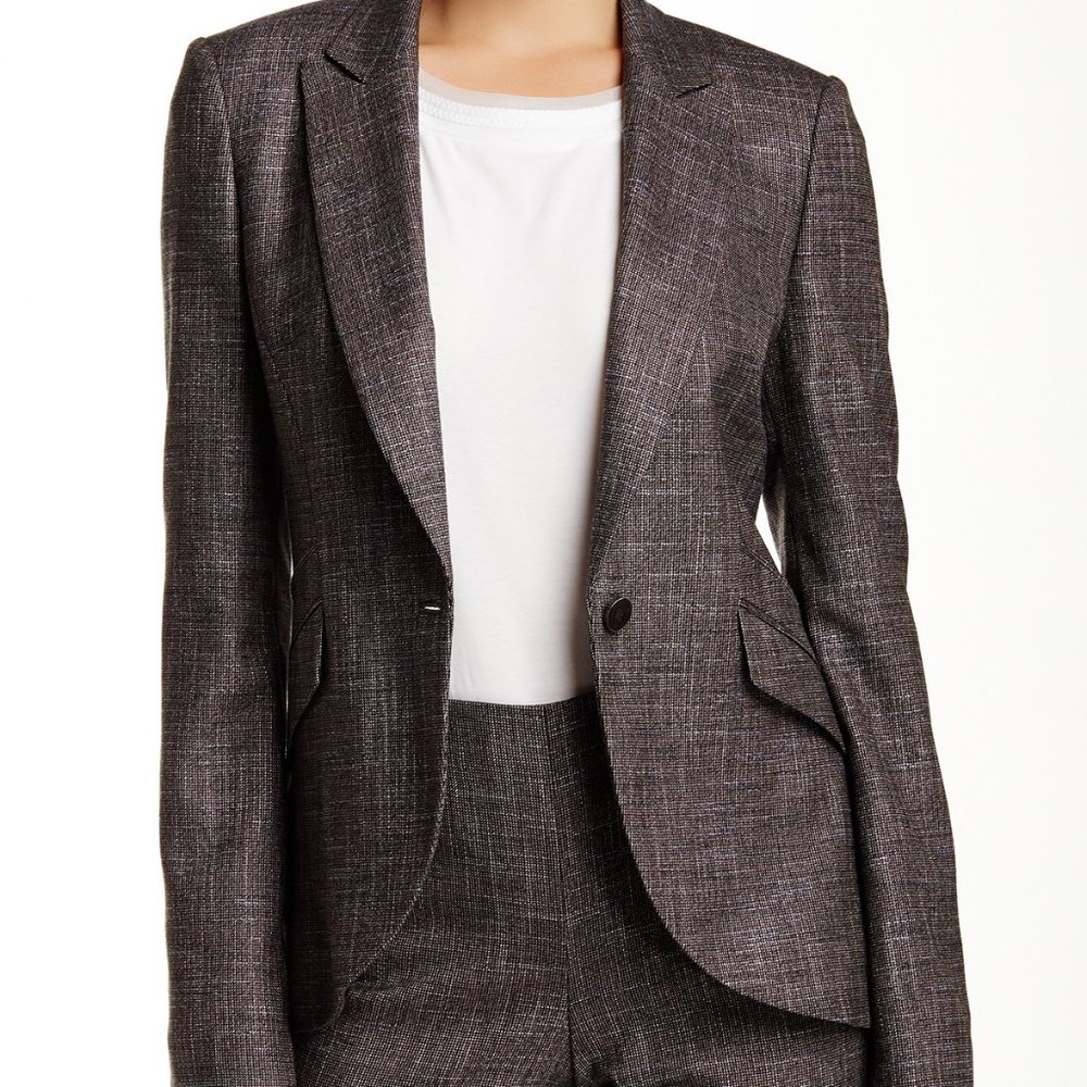 Hugo Boss Women's Gray Plaid Tailored Blazer